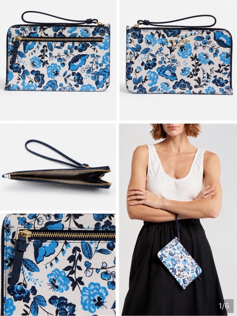 kate spade Blue Floral Wristlet Clutch